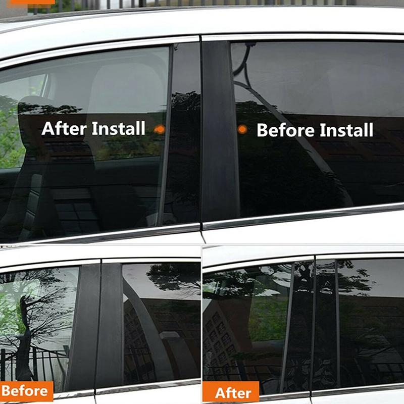 Car Pillar Posts Window Door Moulding Trims Cover Stickers Decal Glossy Black Exterior Accessories Fit For Honda Civic 2012-2015