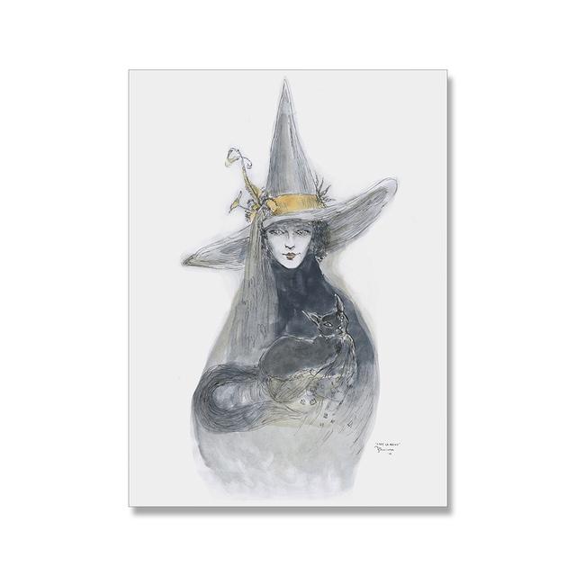 

Ведьмы Магия Холст Картина Скандинавские Плакаты и Принты Повседневные Настенные Картины Ведьмы Для Гостиной Домашний Декор Подарки Без Рамки 21*30cm No Frame