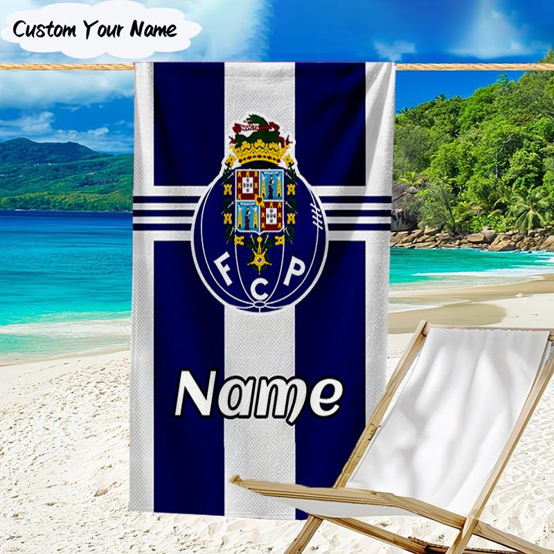 1PC Custom Name Beach Towel Porto Love Crest Beach Towel, Suitable for Camping, Travel, Beach Accessories, Super Absorbent, Family Gift