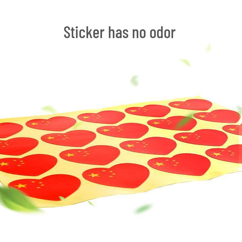 Chinese National Flag Stickers: Small Face, Arm, Hand-Waving Five-Star Red Flag for National Day