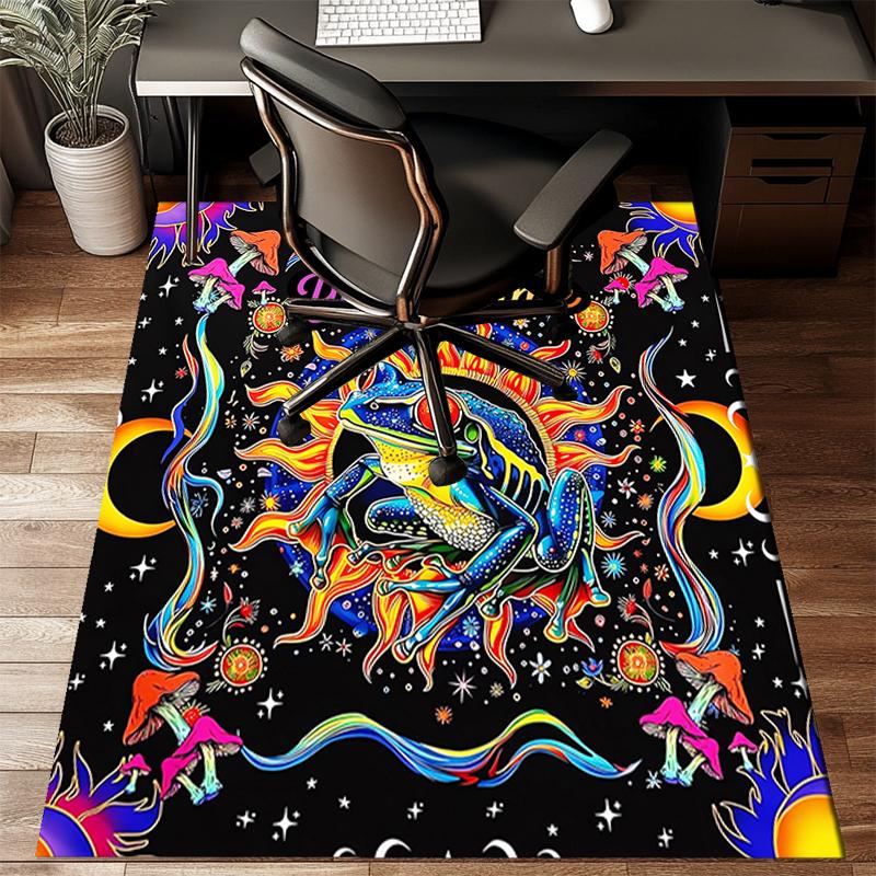 1PC Custom Name Psychedelic Cosmic Frog Theme Floor Mat Ideal for Living Room, Game Rooms, Office, Bedroom, Floor Mat Playful Design