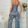 Summer Pajamas Set Women Shorts&Sleeveless Set Round Neck Sleepwear Young Girls Pink Flower Print Print Loungewear Homewear Pyjamas