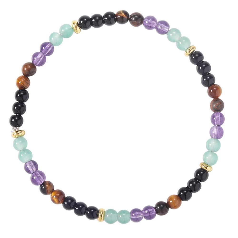 Green Aventurine Amethyst Tiger Eye And Black Onyx Beaded Bracelet Balanced Fashion Jewelry For Men And Women Daily Wear Simple Versatile Accessory