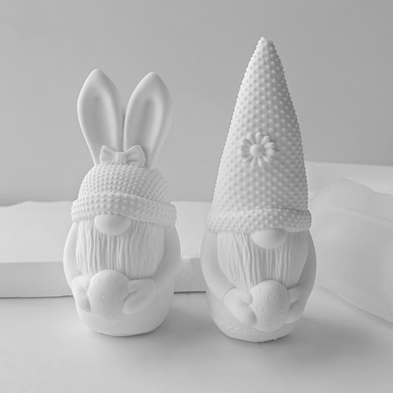 Świąteczny brodaty karzeł stary człowiek formy śliczny królik wielkanocny świeca silikonowa forma świeca projekt ozdoba domu DIY narzędzie rzemieślnicze