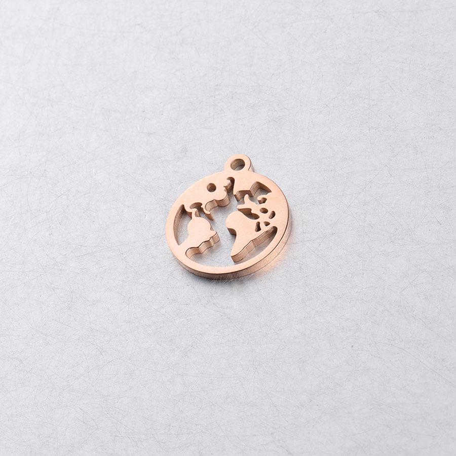 World Map Round Pendant - Titanium Steel Hollow Earth Jewelry Accessory