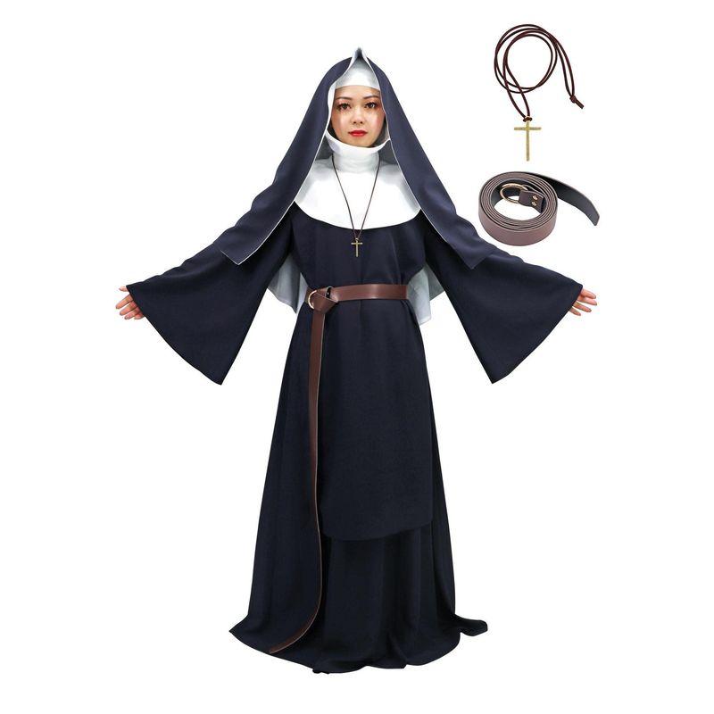 

Ghost Nun Cosplay Costume Horror Female Ghost Priest Long Dress Costume Halloween Performance Cosplay Outfit Full set S