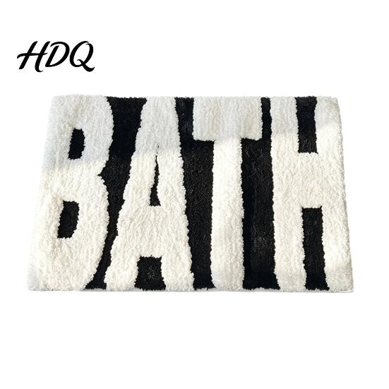 Absorbent Shower Mat Modern Bath Mat Non-Slip Bathroom Rug Fun English Letters Decorative Bedroom Floor Machine Washable Cozy Rug for Tub Sink