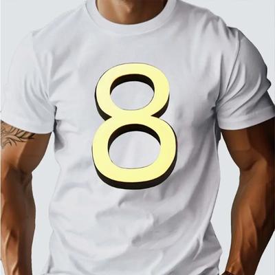New Summer Men's Fashion T-shirt Personality Number 8 Printed Men's T-shirt Top