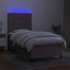 Exclusive House - Slatted Bed Base and Mattress and LED Taupe 80x200 Cm Fabric
