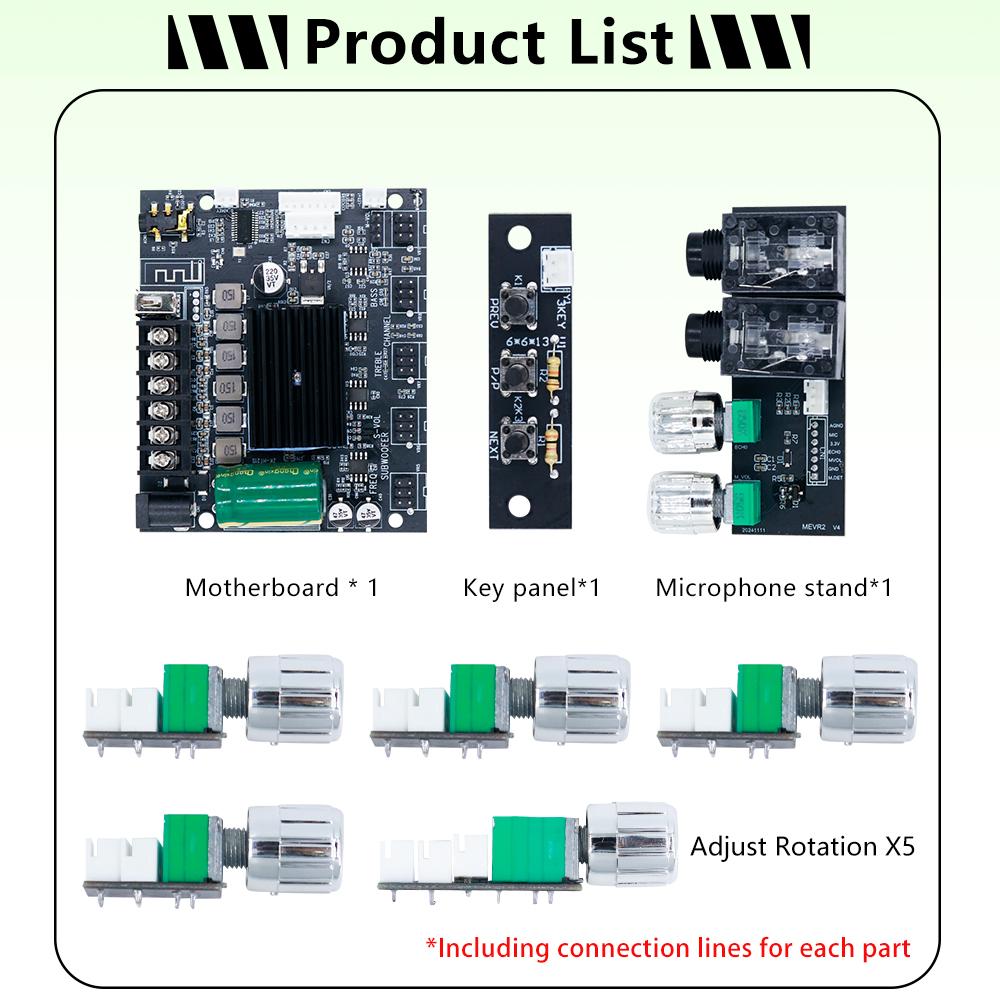 ZK-MT21S 2.1 Channel Bluetooth Amplifier Board 50W+50W+100W TPA3116D2 With Dual Mic Echo/Subwoofer Output