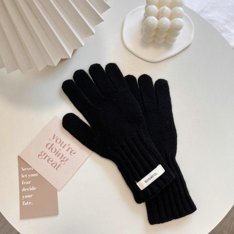 

Вязаные перчатки из чистой шерсти для женщин, сенсорные, непродуваемые, без пальцев, для велоспорта, однотонные шерстяные перчатки One Size