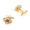 Gold Inlaid With Red Zircon Cufflinks Light Luxury Men's Shirt