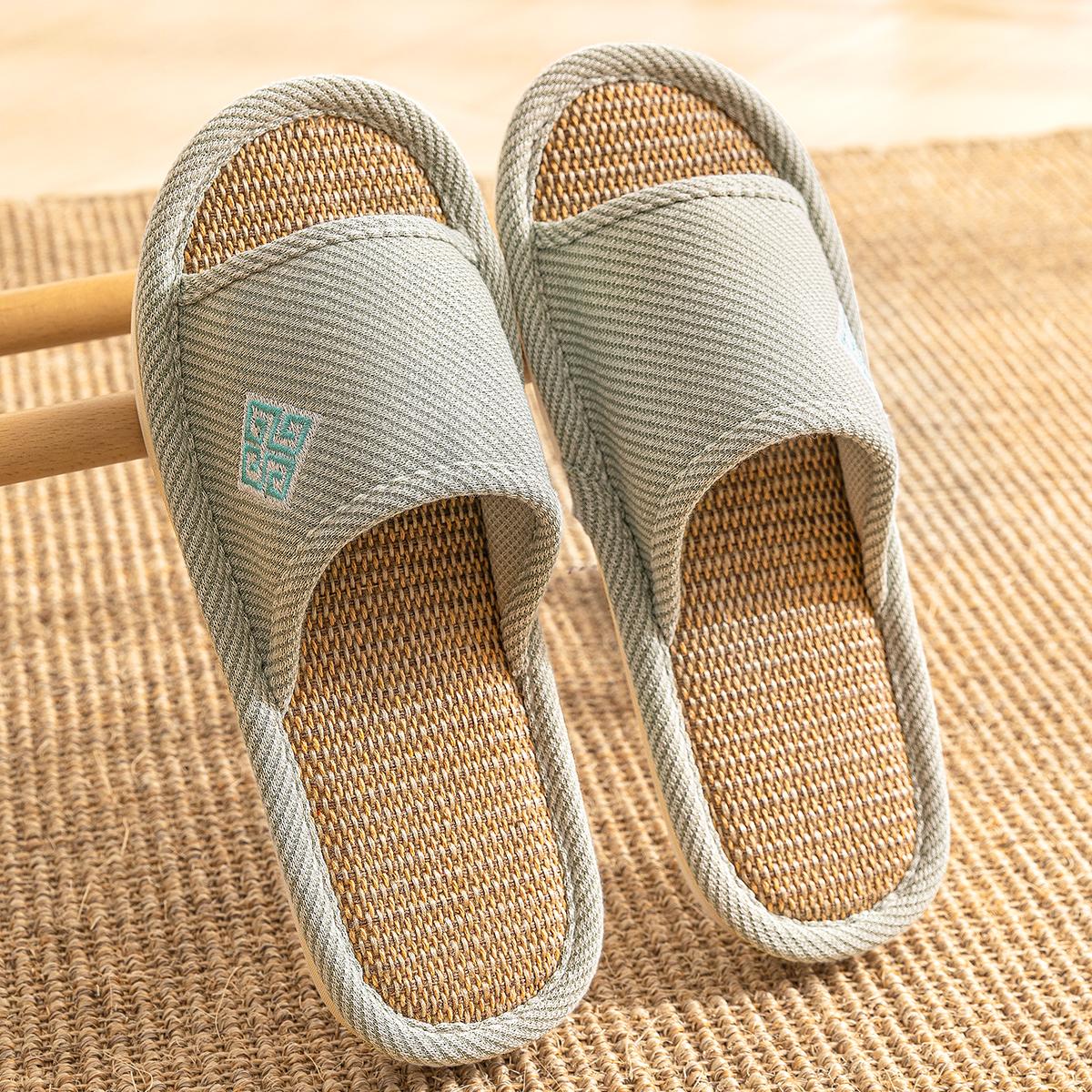

Linen slippers for men, high-end and luxurious, breathable and casual, non slip, summer cool slippers for men 36-37 зелений