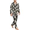 Herren Langarm Button-Down Pyjama-Set Weiche Nachtwäsche für Komfort zu Hause