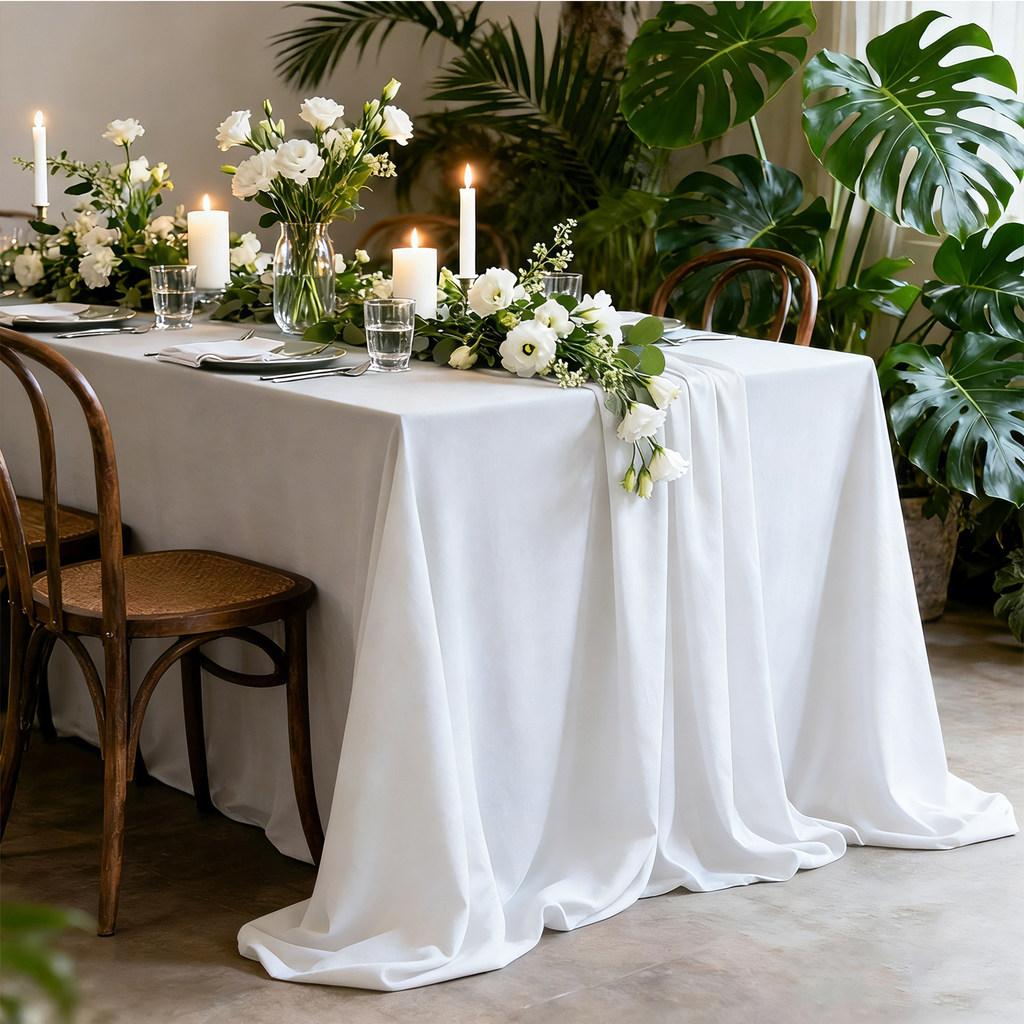 French Style White Tablecloth For Meetings With Waterproof Fabric And Antibacterial Coating For Hotel Decor