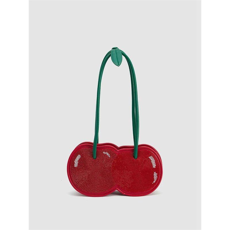

Summer Little Fresh Sweet Cherry One Shoulder Bag Female 2025 New Arrival Fancy All-Match Commute Satchel Baguette Bag Red