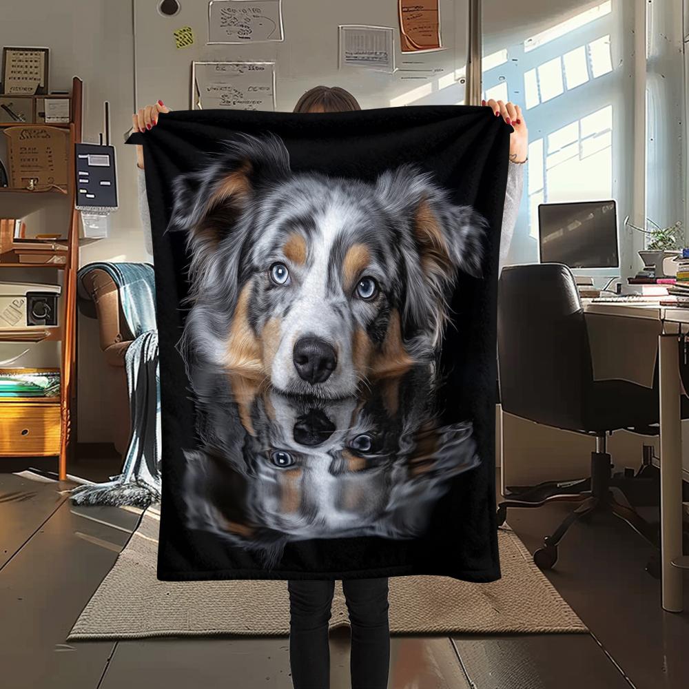 Black Australian Shepherd,pattern Flannel Blanket, High quality Comfortable for All Seasons, Home Decor, Warmth and Comfort, Perfect for Gifts.
