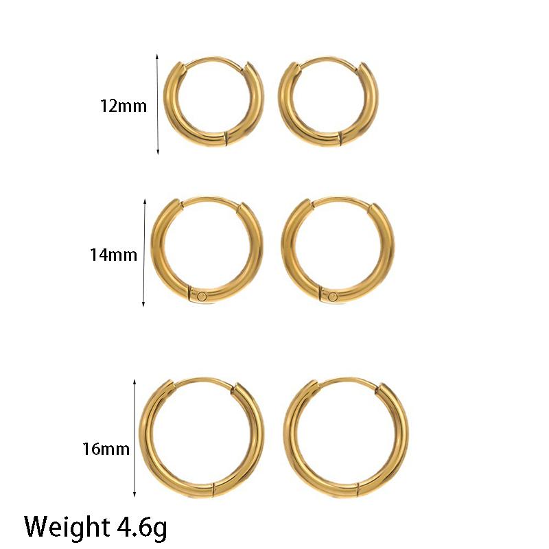 

Посты из нержавеющей стали с позолотой 18 карат, набор из 3 пар маленьких серег-колец, простые серьги-хулахупы, украшение для ушей для женщин, 16 мм, 14 мм, 12 мм