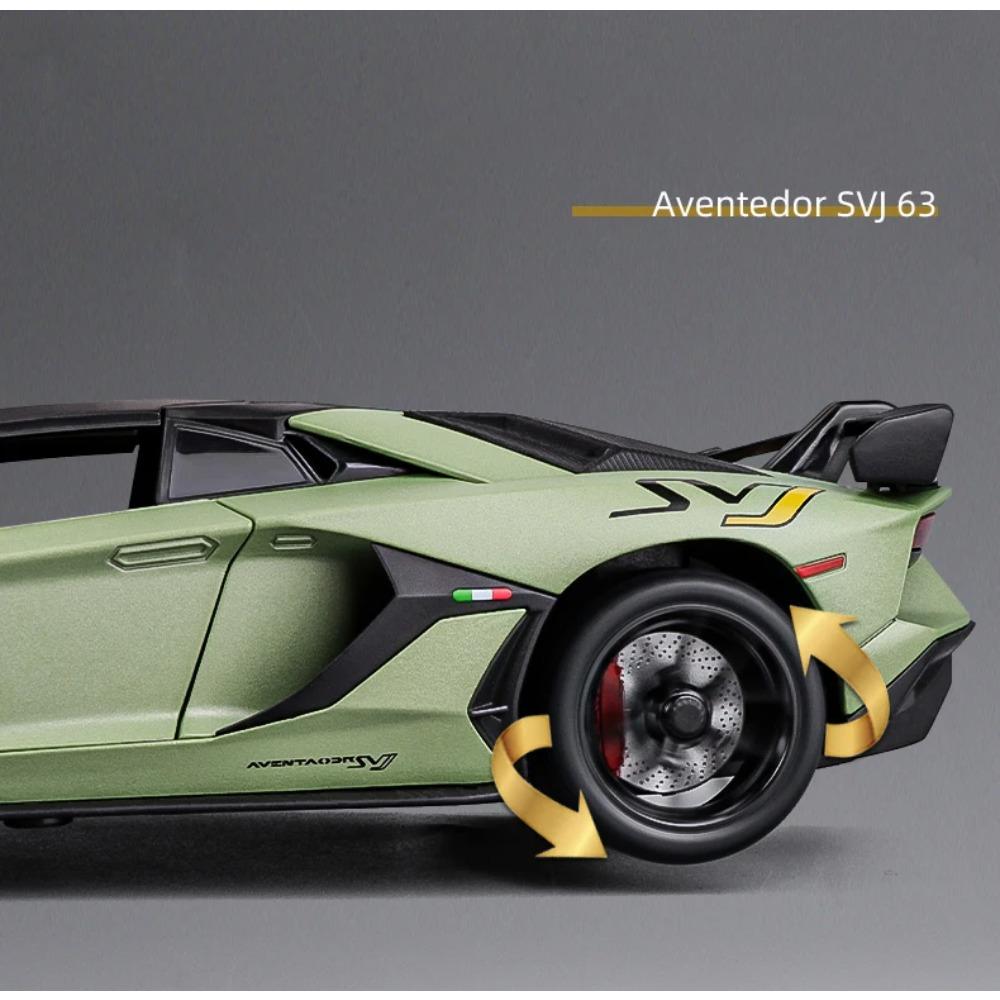 1/24 Lamborghinis Aventador SVJ63 Modelo em Liga Leve Carro Brinquedo Diecasts Fundição de Metal Som e Luz Carros Brinquedos para Crianças Veículo