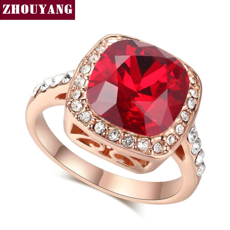 ZHOUYANG Classical Created Blue Crystal Silver Color Wedding Jewelry Ring Made with Genuine Austrian Crystals ZYR056