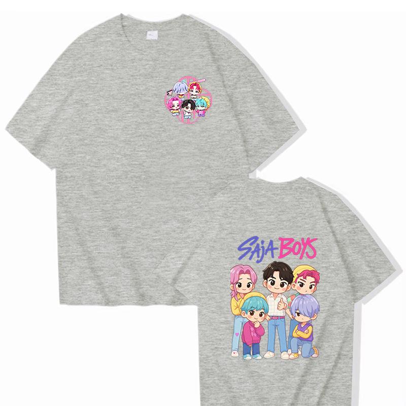 Kpop Demon Hunters Animation T-Shirt Summer Huntrix Saja Boys Street Style T-Shirts Casual Tshirt for Men Short Sleeve Clothing