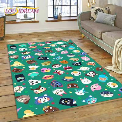 Uroczy dywanik Animal Crossing New Horizons Kreskówkowy Dywanik do Sypialni Salonu Dekoracja Domowej Kanapy, Duży Dekoracyjny Dywanik Podłogowy dla Dzieci do Gry