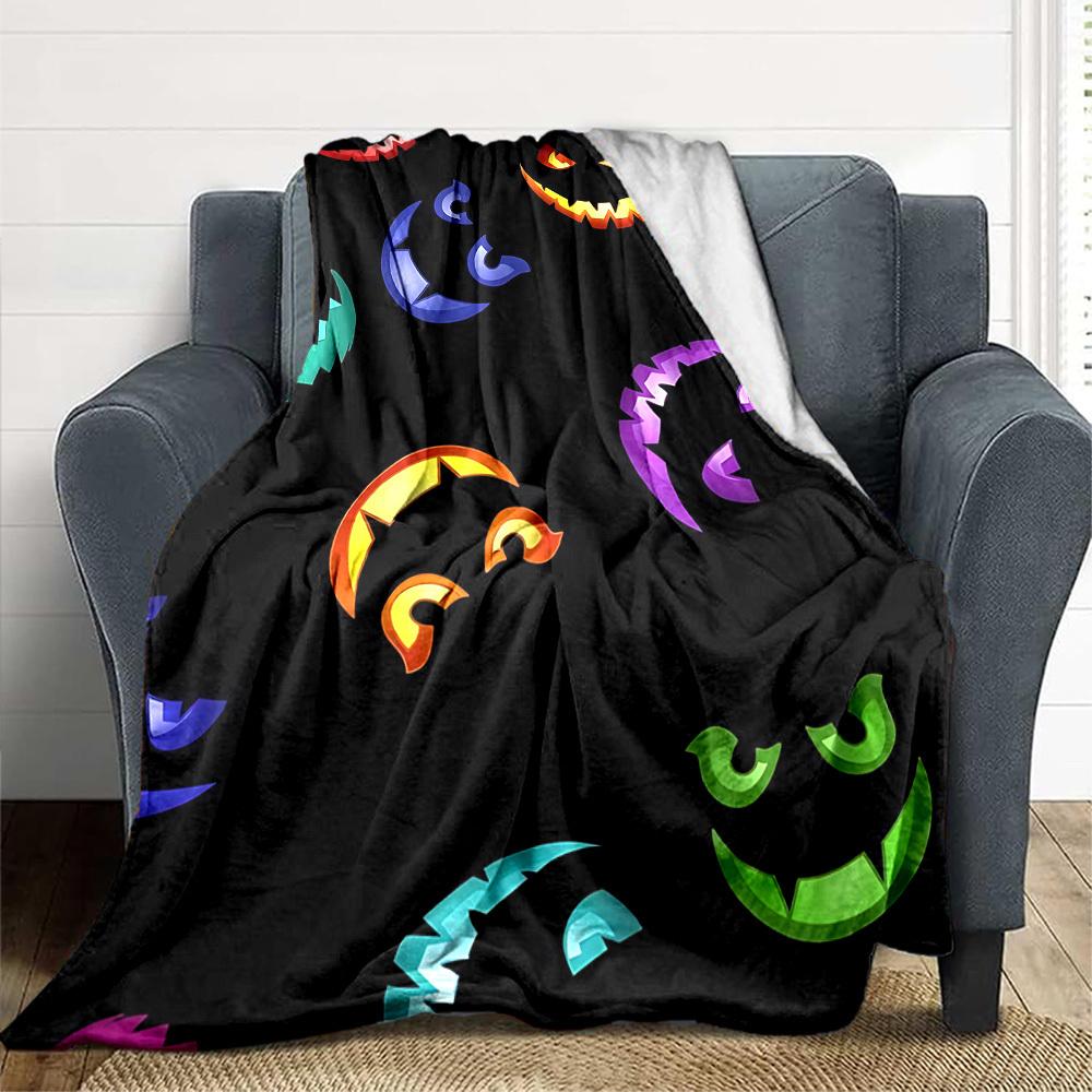 1pc Halloween Pumpkins Blanket, Lightweight Flannel Throw For Sofa, Bed, Travel, Camping, Livingroom, Office, Couch, Chair