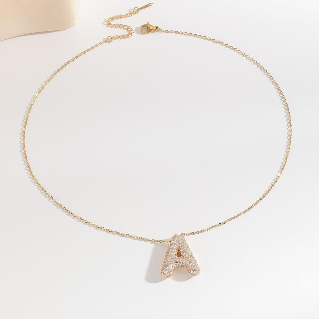 Zircon Alphabet Necklace: Elegant Clavicle Chain for Women