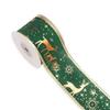 10 Yards/Roll 6.3cm Christmas Ribbons Wire Edge Gold Elk Snow Gold Hot Stamping Ribbon for DIY Bow Wreath 2027 Xmas Tree Decors