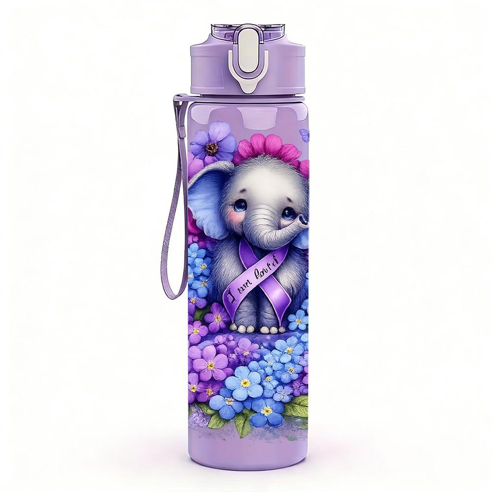 1PC Koala Purple Floral Watercolor Print 750ml Color Plastic Sports Water Bottle Leakproof Flip Straw Lid Suitable for Sports Office Home Use