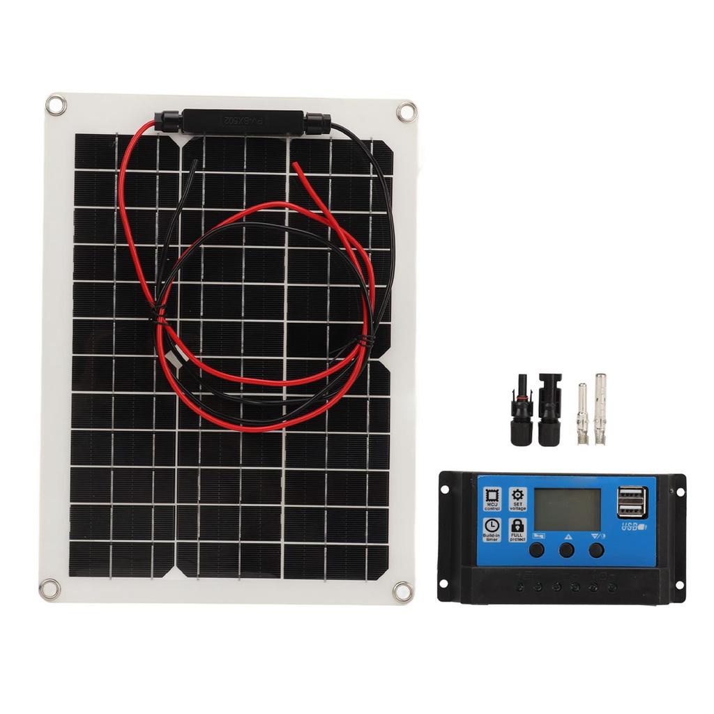 Kit de Painel Solar 15W DC 12V 24V 50A IP67 À Prova Painel Solar de Alta Eficiência e Controlador de Carregador Solar para RV