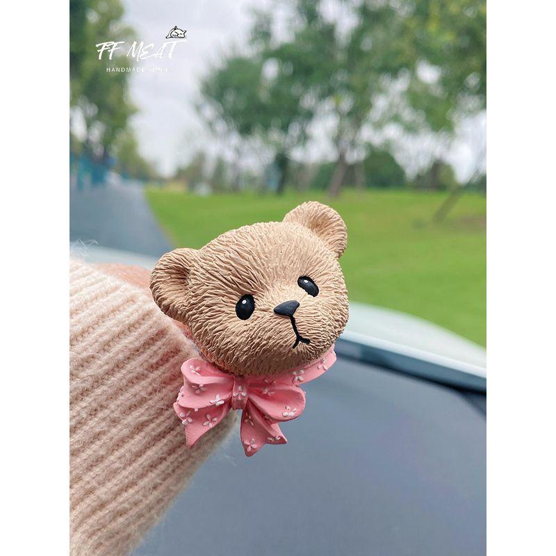 Retro Style Cute Bows Bear Young Adult Car Aromatherapy Diffuse Plaster Car Air Outlet Ornament Complete Collection