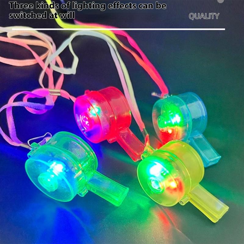 Vibranted LED Light Up Whistles 6 Pack Plastic Cheering Tools for Night Event Festival Celebration