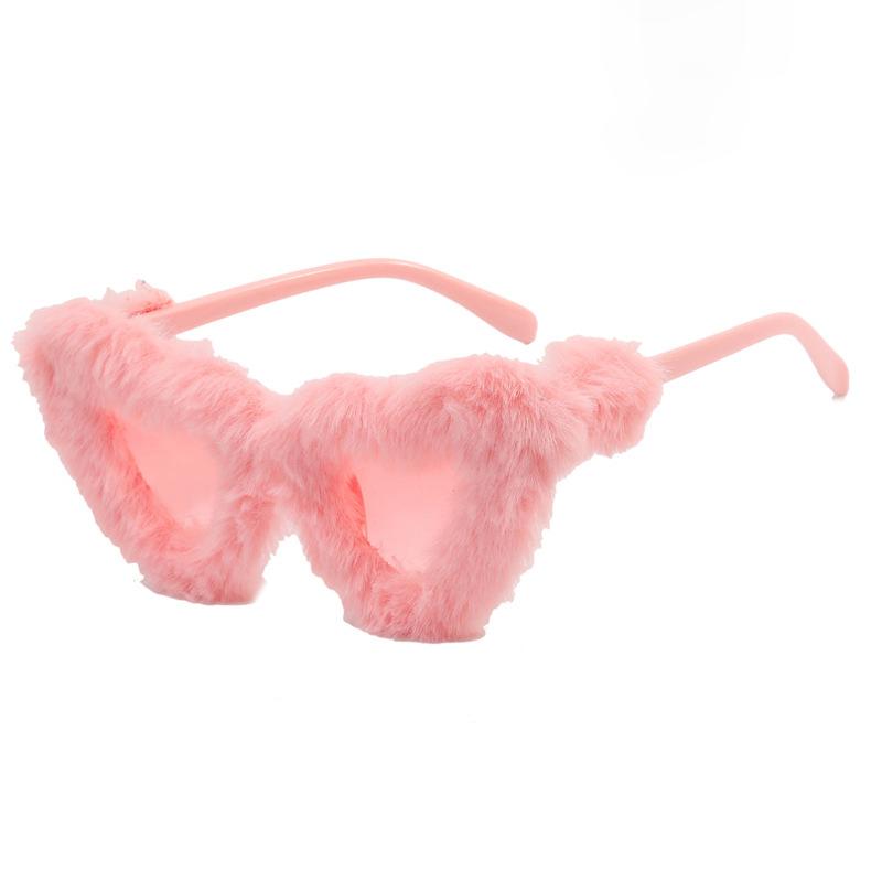 Plush Cute Funny Heart Shaped Sunglasses Fashionable Sun Glasses Personality Love Gradient Pink Glasses Sexy Cat Eye Party Eyewear