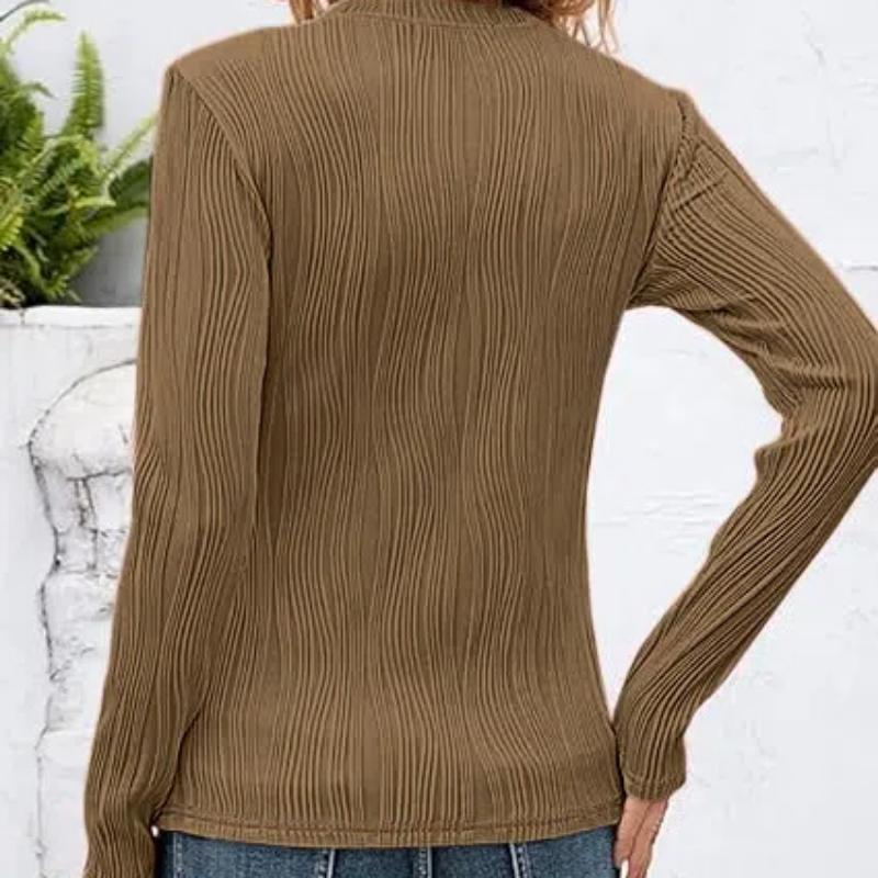 Womens Tops Trendy Dressy Casual Long Sleeve Crewneck Basic T Shirts Solid Loose Textured Blouses Outfits