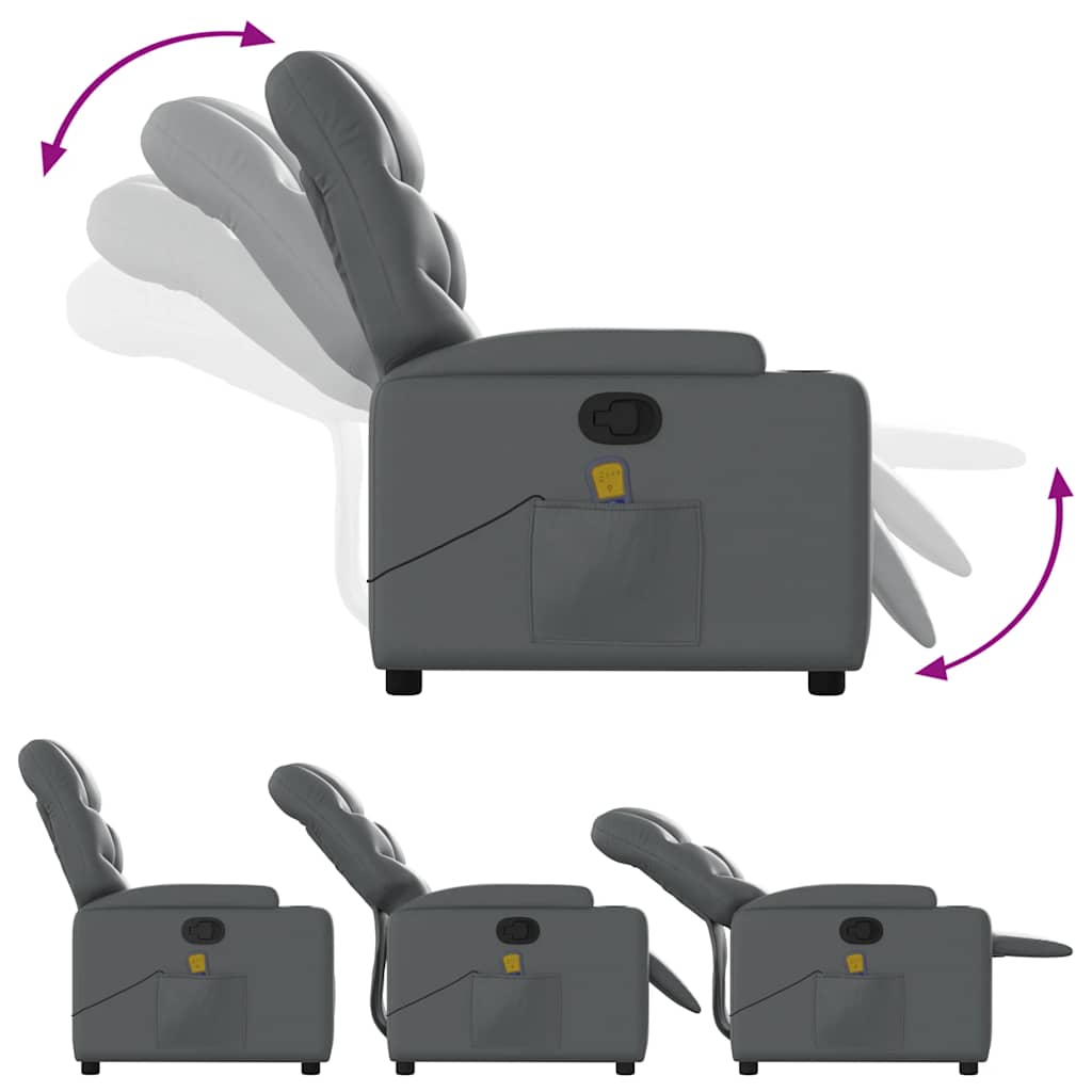 Massage Recliner with Rising Aid Grey Faux Leather