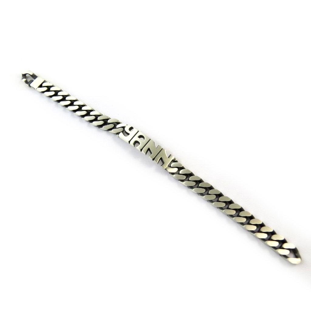 Les Trésors De Lily [N8432] - Silver Curb Chain 'First Name Cut Out' (Yann) - 21 Cm 11 Mm (aged)