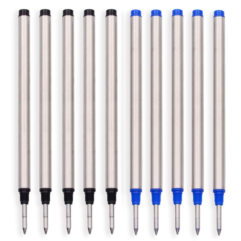 Rollerball Refills Ink 5 Blue 5 Black M Compatible Set of 10 x 6MM Water-Based + (Medium) – -113MM