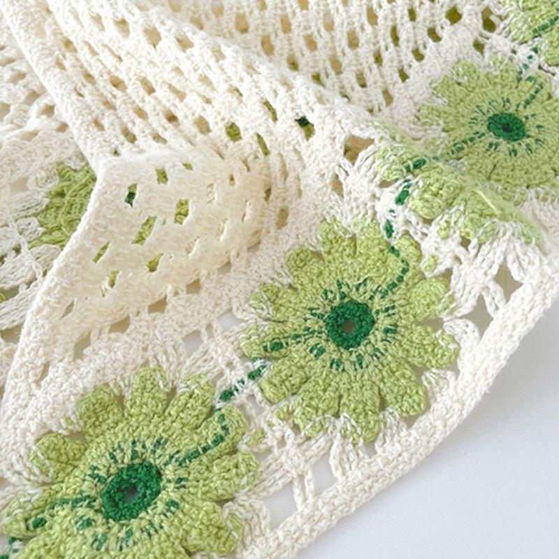 Dreieckiger Schal mit Blumenmuster, hübsches gehäkeltes Haartuch zum Binden, eleganter Turban mit Blumenmuster für Mädchen, Foto-Requisiten