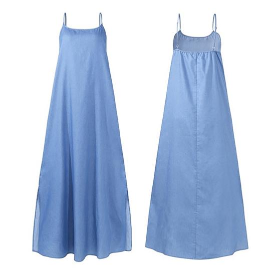 Kobiety Codzienna Bez Rękawów Jednolity Kolor Regulowane Ramiączka Rozcięcie Dół Długa Sukienka