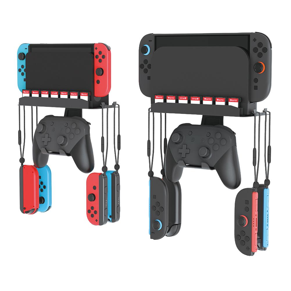 For NS2 Oled Metal Wall Mount Bracket with Hook & 7Card Slots Console Holder Stand Hollowed Host Storage Stand Gift for Friend