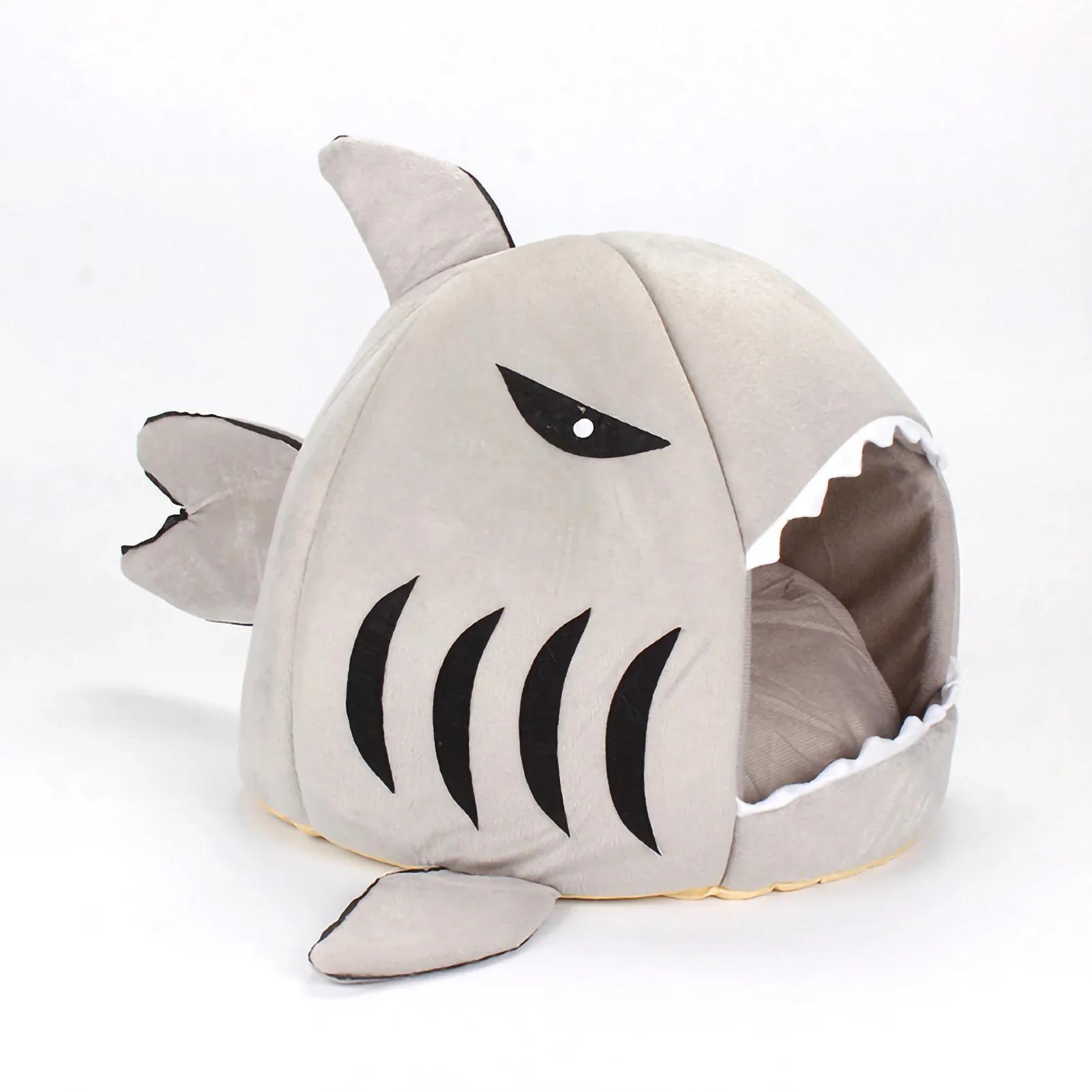 

Shark Cat House Removable Washable Full Seasons Cat Shark Shaped Bed For Pets Kitten Dogs серый