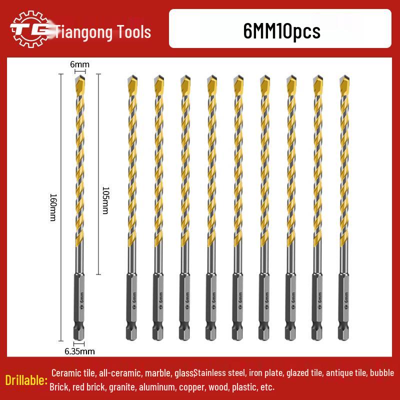 Tiangong Hex Shank Triangle Drill Bit for Concrete, Cement, and Brick Walls