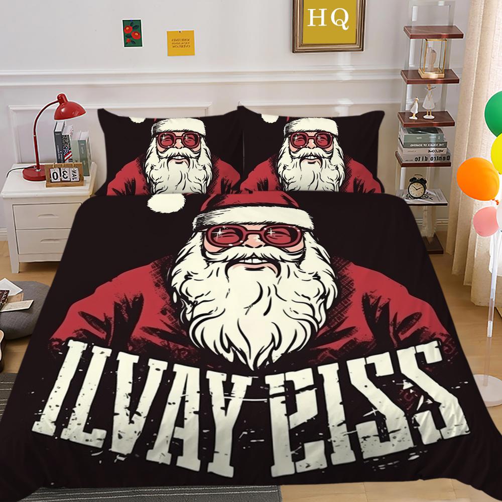 3D Christmas Quilt Set Christmas Gift Bedding 2/3 Pieces AU180 * 210 Christmas Atmosphere Decoration Soft and Easy To Clean Bedroom Decoration