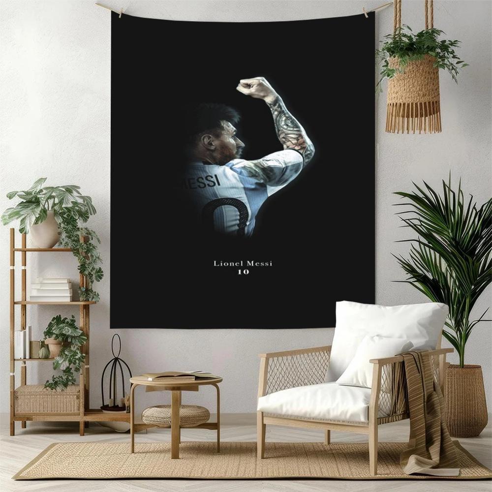 Football Messi Handwoven Tapestry Rustic Farmhouse Made For Studio Wall Balcony Living Room Four Seasons Boho Decor Gift For New Home