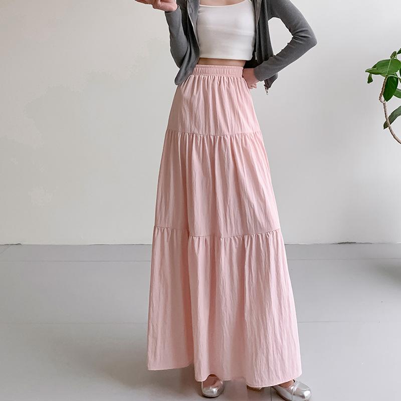 Women's Summer Fashion High Waist Skirt Thin A Line Skirt Pleated Skirt