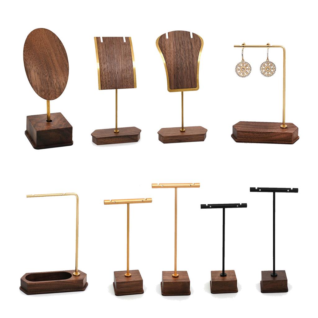 Jewelry Display T-Shape Bar Earrings Show Stand Shelf Wood Rings Holder Rack Jewelry Organizer for Home Decoration