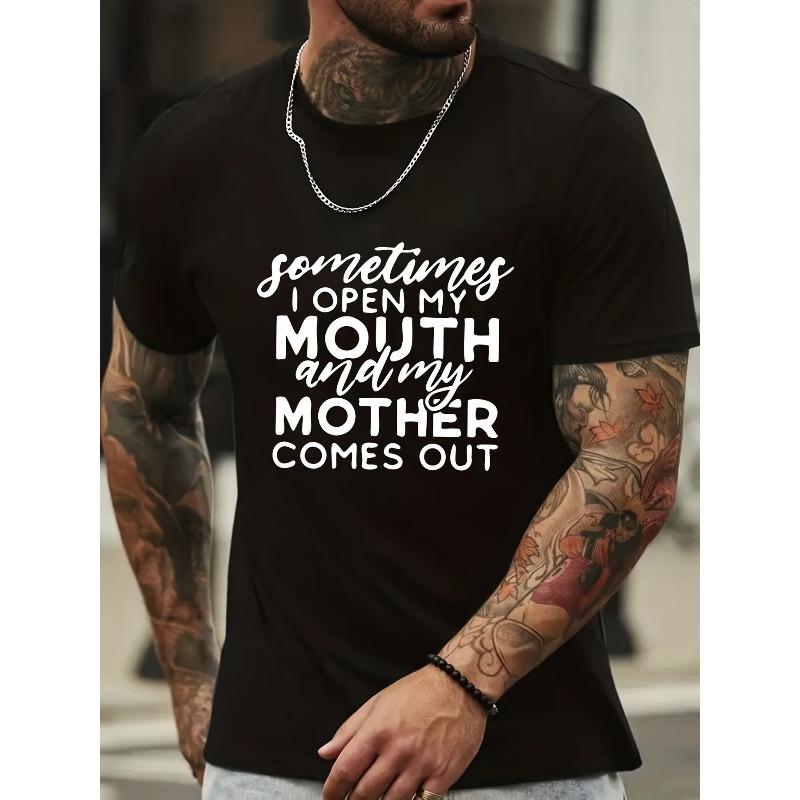 

European sizes Men s Novel Graphic Design T-shirt, Casual Comfy Tees For Summer, Men s Clothing Tops For Daily Activities 4XL чорний