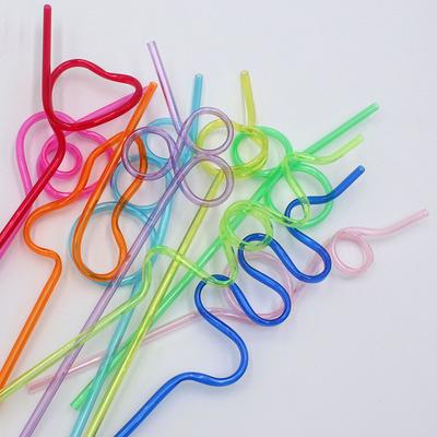10Pcs Colorful Curved Straw Pet Shaped Straw Crazy Curly Plastic For Party Bar