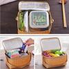 Strohgewebte wasserdichte, isolierte Thermo-Bento-Lunch-Einkaufstasche, Reise-Picknickbox